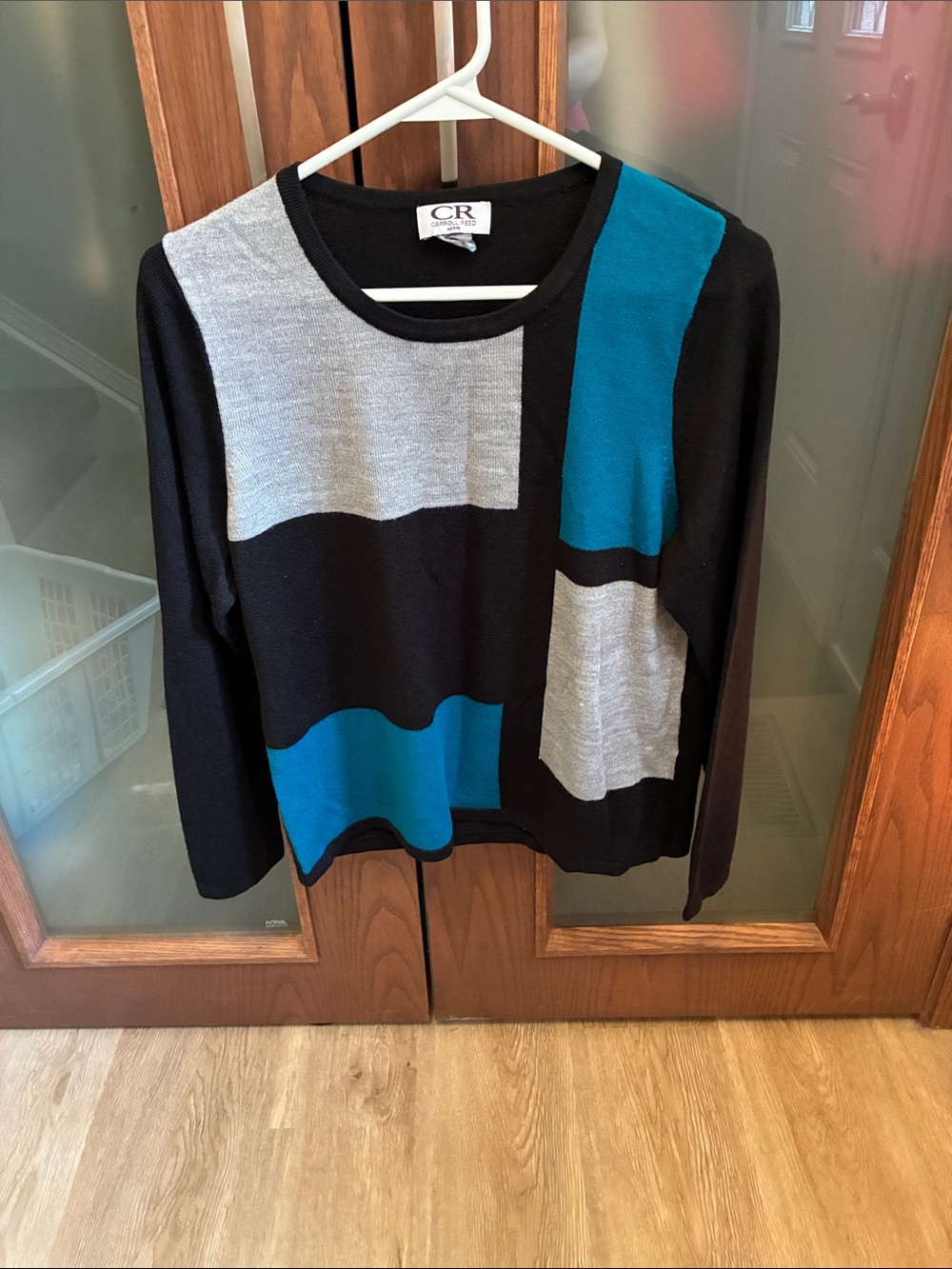 Color Block Sweater - Black, Blue, Gray